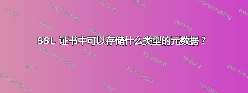 SSL 证书中可以存储什么类型的元数据？