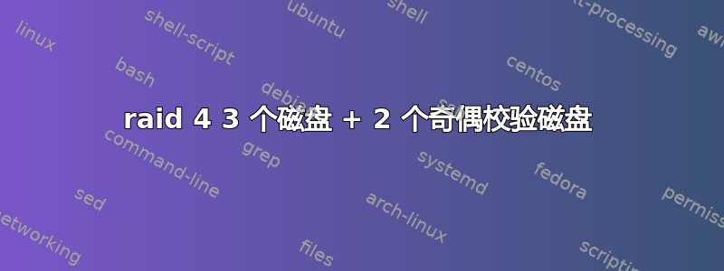 raid 4 3 个磁盘 + 2 个奇偶校验磁盘