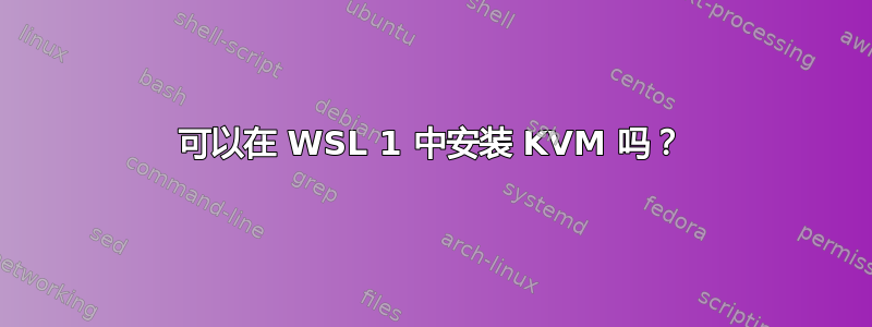 可以在 WSL 1 中安装 KVM 吗？