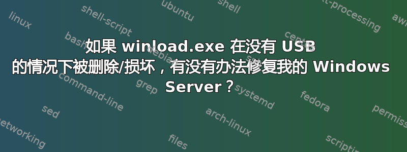 如果 winload.exe 在没有 USB 的情况下被删除/损坏，有没有办法修复我的 Windows Server？