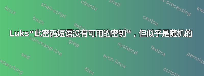 Luks“此密码短语没有可用的密钥”，但似乎是随机的