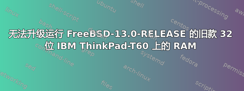 无法升级运行 FreeBSD-13.0-RELEASE 的旧款 32 位 IBM ThinkPad-T60 上的 RAM