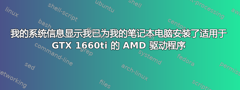 我的系统信息显示我已为我的笔记本电脑安装了适用于 GTX 1660ti 的 AMD 驱动程序