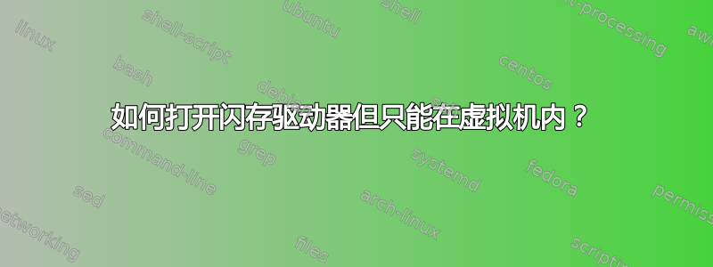 如何打开闪存驱动器但只能在虚拟机内？