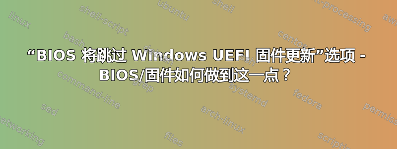 “BIOS 将跳过 Windows UEFI 固件更新”选项 - BIOS/固件如何做到这一点？