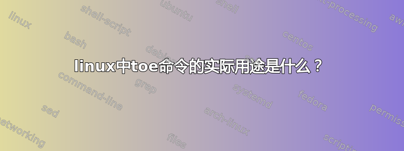 linux中toe命令的实际用途是什么？