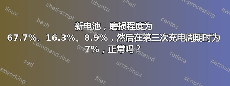 新电池，磨损程度为 67.7%、16.3%、8.9%，然后在第三次充电周期时为 7%，正常吗？