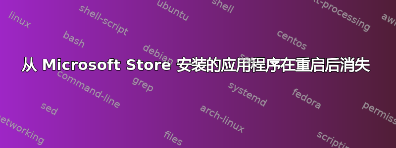 从 Microsoft Store 安装的应用程序在重启后消失