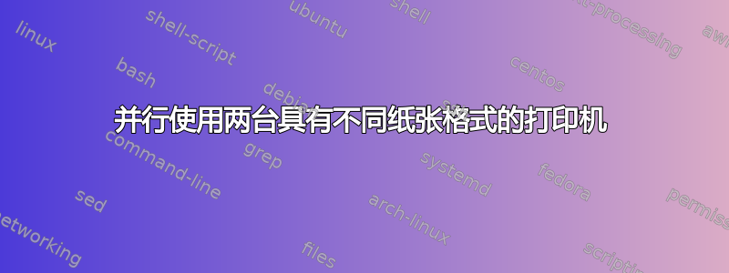 并行使用两台具有不同纸张格式的打印机