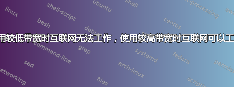 使用较低带宽时互联网无法工作，使用较高带宽时互联网可以工作