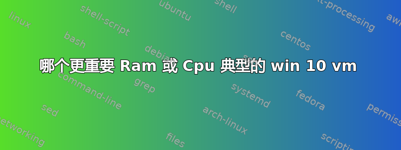 哪个更重要 Ram 或 Cpu 典型的 win 10 vm