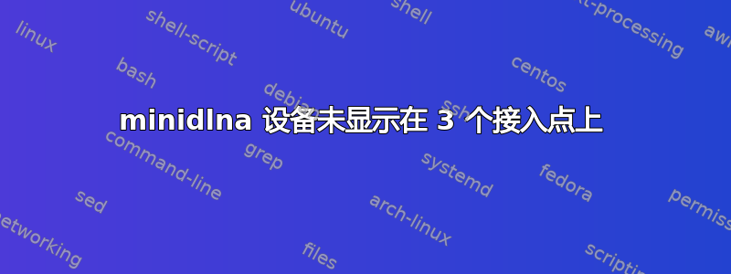 minidlna 设备未显示在 3 个接入点上