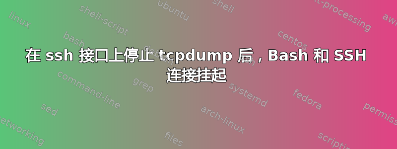 在 ssh 接口上停止 tcpdump 后，Bash 和 SSH 连接挂起