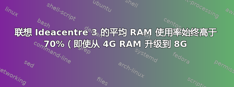 联想 Ideacentre 3 的平均 RAM 使用率始终高于 70%（即使从 4G RAM 升级到 8G