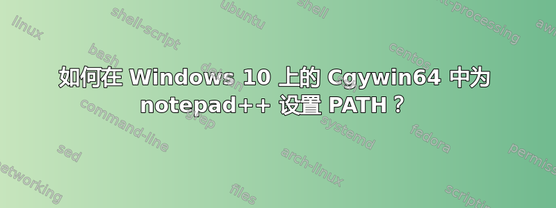 如何在 Windows 10 上的 Cgywin64 中为 notepad++ 设置 PATH？