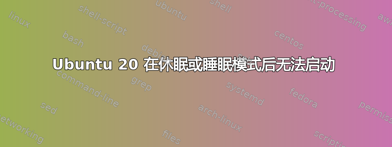 Ubuntu 20 在休眠或睡眠模式后无法启动