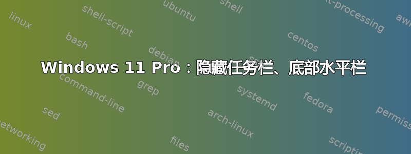 Windows 11 Pro：隐藏任务栏、底部水平栏