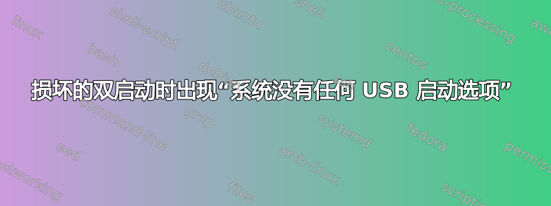 损坏的双启动时出现“系统没有任何 USB 启动选项”