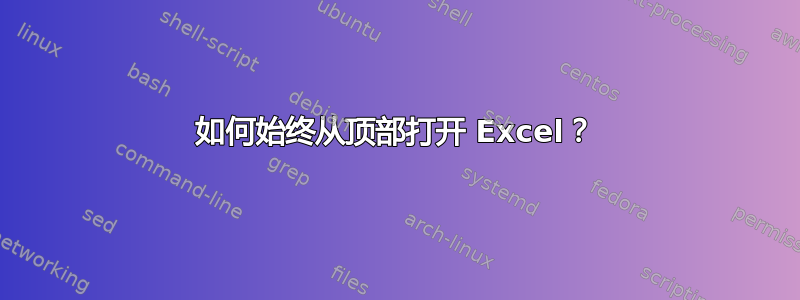 如何始终从顶部打开 Excel？