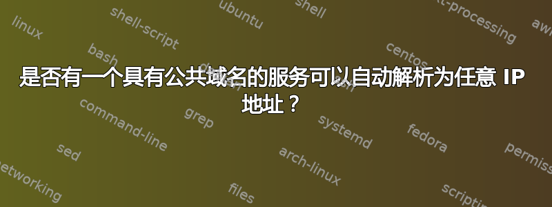 是否有一个具有公共域名的服务可以自动解析为任意 IP 地址？