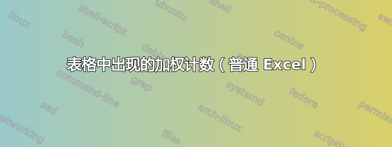 表格中出现的加权计数（普通 Excel）