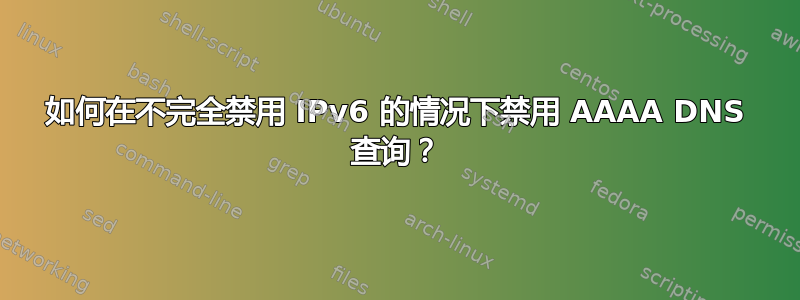 如何在不完全禁用 IPv6 的情况下禁用 AAAA DNS 查询？