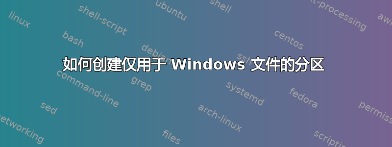 如何创建仅用于 Windows 文件的分区