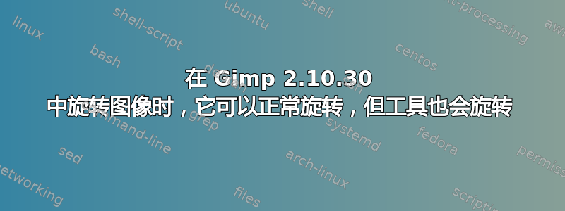 在 Gimp 2.10.30 中旋转图像时，它可以正常旋转，但工具也会旋转