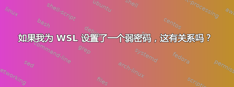 如果我为 WSL 设置了一个弱密码，这有关系吗？