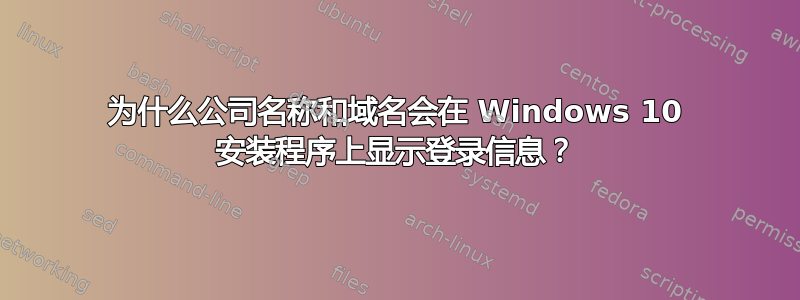 为什么公司名称和域名会在 Windows 10 安装程序上显示登录信息？