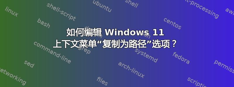 如何编辑 Windows 11 上下文菜单“复制为路径”选项？