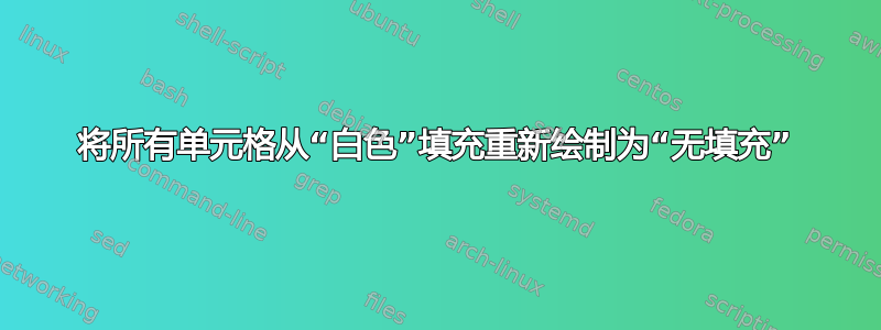 将所有单元格从“白色”填充重新绘制为“无填充”