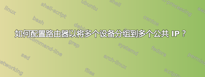 如何配置路由器以将多个设备分组到多个公共 IP？