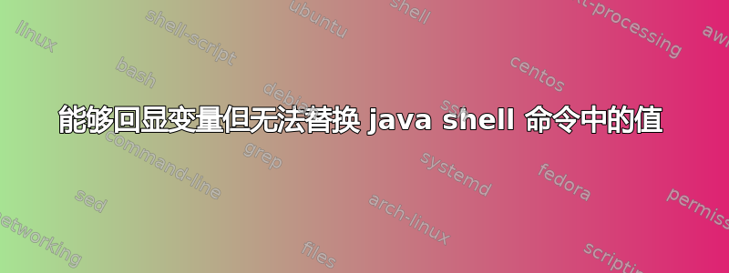 能够回显变量但无法替换 java shell 命令中的值