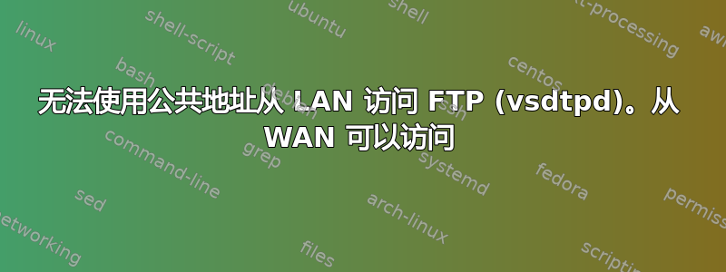 无法使用公共地址从 LAN 访问 FTP (vsdtpd)。从 WAN 可以访问