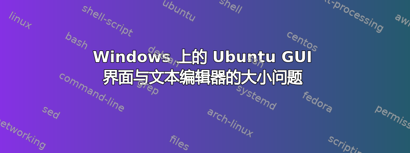 Windows 上的 Ubuntu GUI 界面与文本编辑器的大小问题