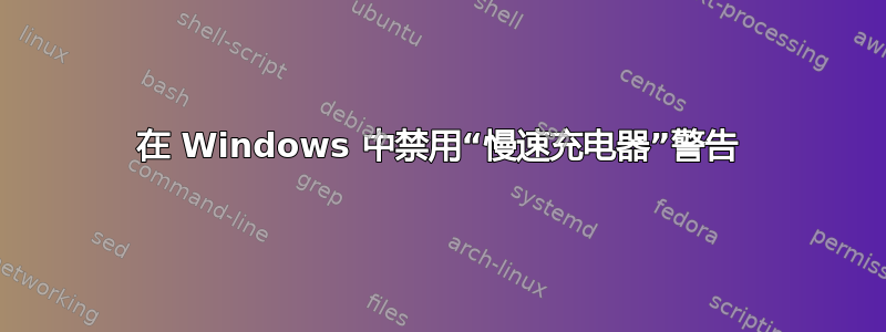 在 Windows 中禁用“慢速充电器”警告