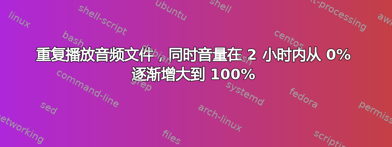 重复播放音频文件，同时音量在 2 小时内从 0% 逐渐增大到 100%