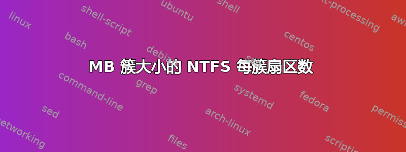 2MB 簇大小的 NTFS 每簇扇区数