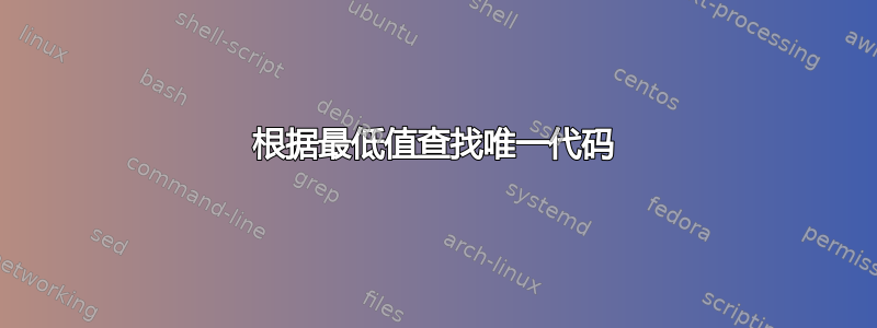 根据最低值查找唯一代码