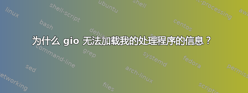 为什么 gio 无法加载我的处理程序的信息？