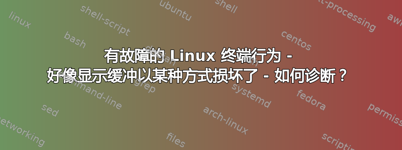 有故障的 Linux 终端行为 - 好像显示缓冲以某种方式损坏了 - 如何诊断？