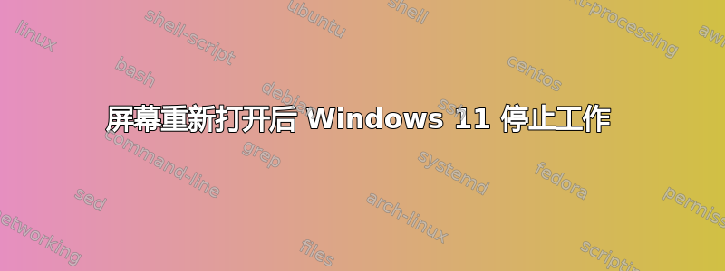 屏幕重新打开后 Windows 11 停止工作