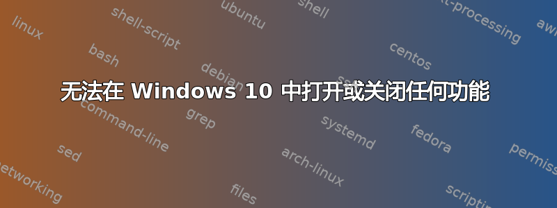 无法在 Windows 10 中打开或关闭任何功能