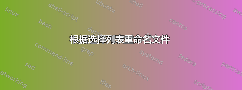 根据选择列表重命名文件