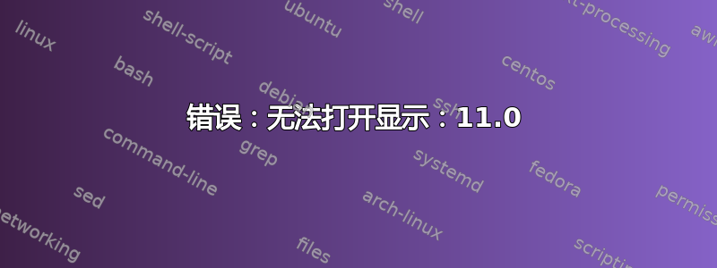 错误：无法打开显示：11.0