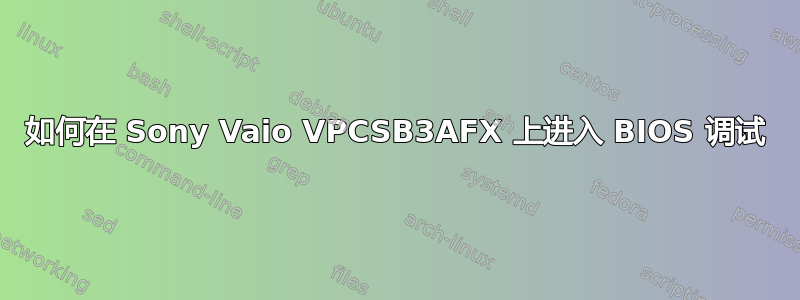 如何在 Sony Vaio VPCSB3AFX 上进入 BIOS 调试