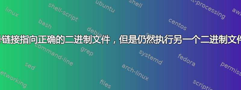 符号链接指向正确的二进制文件，但是仍然执行另一个二进制文件？