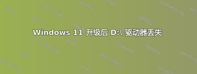 Windows 11 升级后 D:\ 驱动器丢失