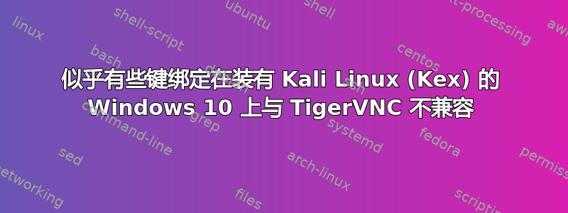 似乎有些键绑定在装有 Kali Linux (Kex) 的 Windows 10 上与 TigerVNC 不兼容